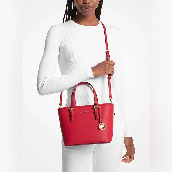 Michael Kors Jet Set Saffiano Leather Top-Zip Tote Bag